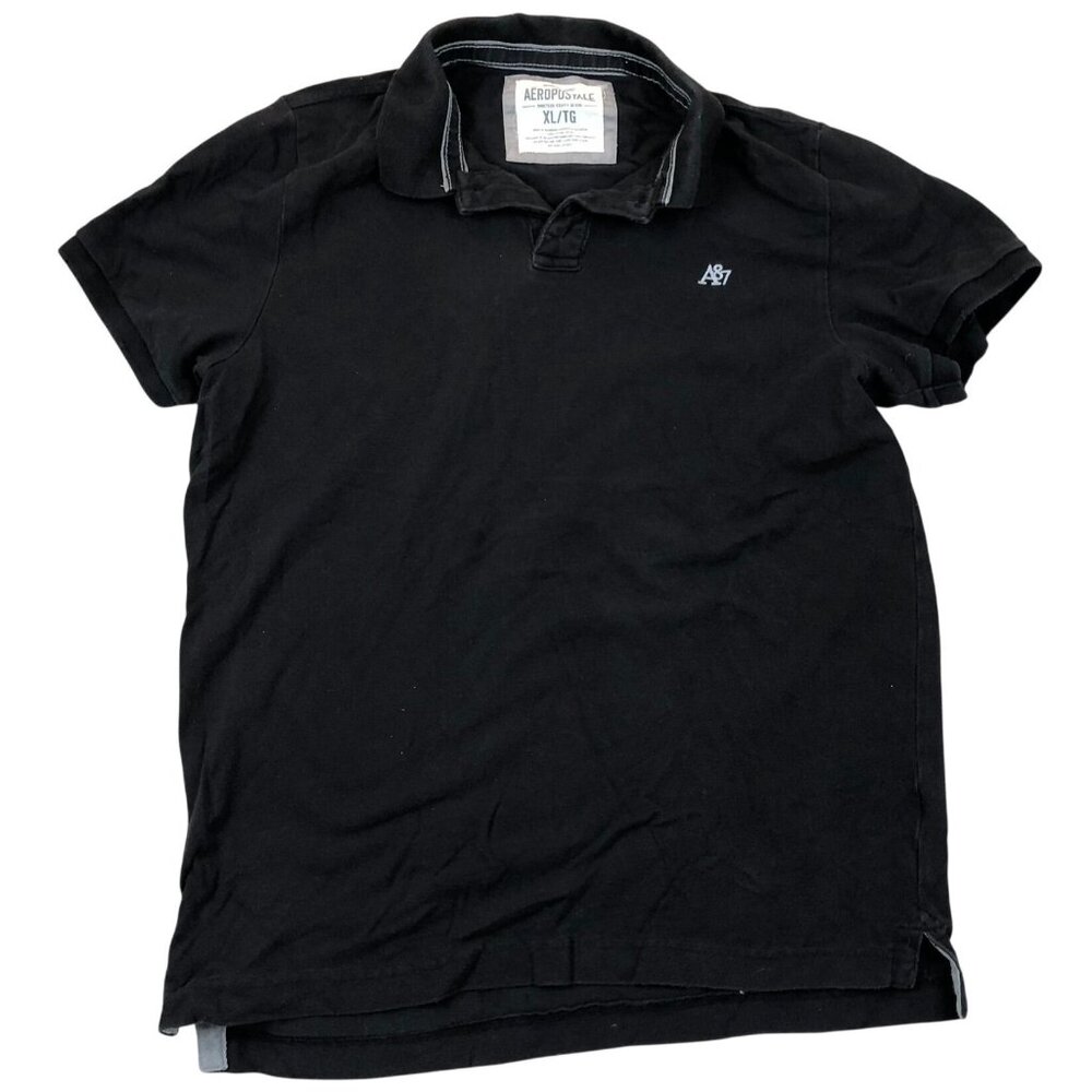 Aeropostale Men's Polo Shirt XL Short Sleeve Casual Classic Pullover Black